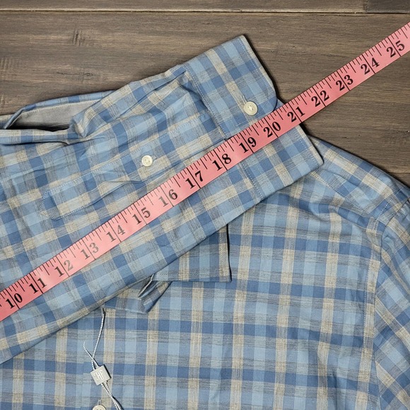 NWT Hickey Freeman Mens CRISP Blue Silver Plaid Long Sleeve Button Down Shirt XL - Picture 12 of 12